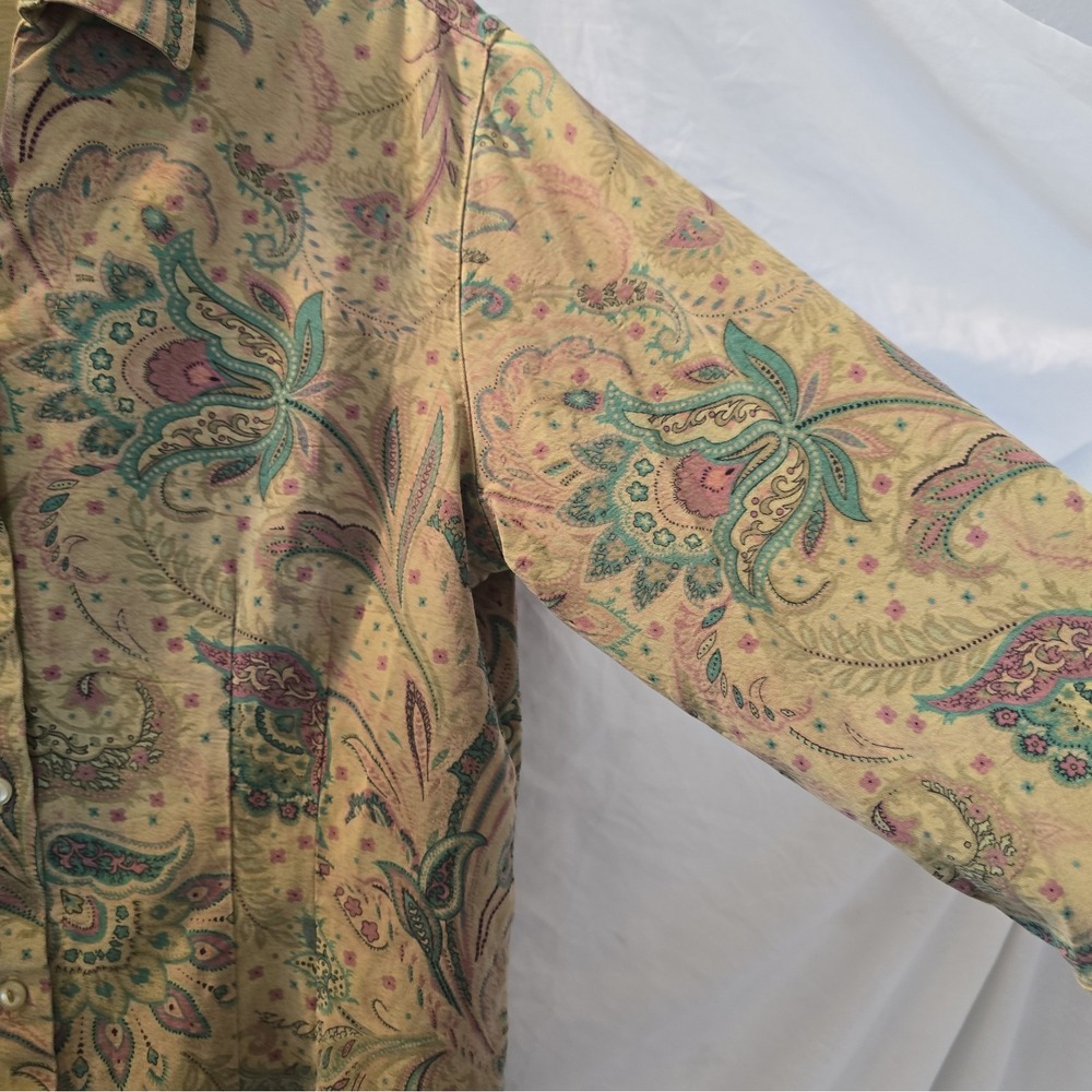 Vtg Tianello Tencel Blend Art-to-wear Button-Up Suzy Blouse Paisley Boho-chic M - Picture 5 of 13